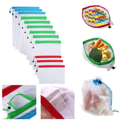

Siaonvr 12pcs Reusable Produce Bags Washable Bags Shopping Vegetable Fruit Toys Storage