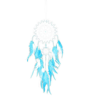 

Blue Feathers Beads Pure Handmade Long Dream Catcher Wall Hanging Pendant