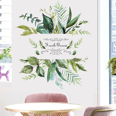 

Siaonvr Green Leaf Rustic Style Wall Sticker Living Room TV Background Wall Sticker