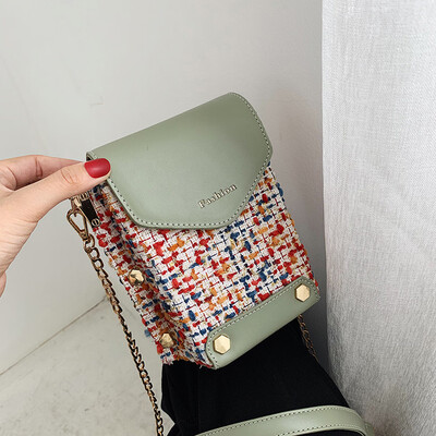 

Tailored Fashion Women Retro Leather Wool Bucket Bag Crossbody Bag Chain Shoulder Bags