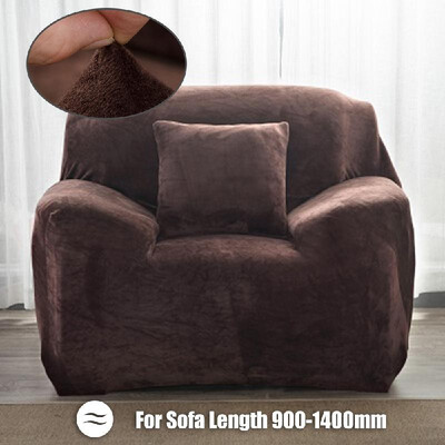 

Winter Warm Sofa Cover Solid Color Plush Sofa Slipcover Full Cover All-inclusive Elastic Sofa Protector Washable