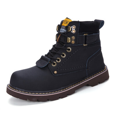 

Mens Boots Fashion Casual Boots Genuine Leather Martin Boots Outdoor Couple Shoes Yellow Black Brown Size 35-46