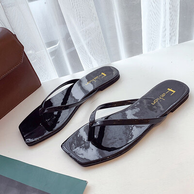 

Herringbone slippers for women wearing semi-flat-bottomed sandy beach sandwich with toe sandwiches in summer