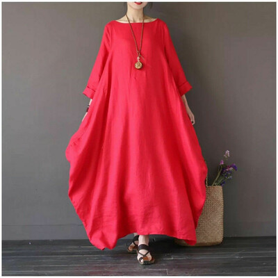 

Women Retro Turtle Neck Long Sleeve Casual Tunic Shirt Dress Kaftan Plus Siz