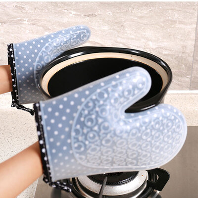 

1pc Snow Pattern Silicone Gloves Microwave Non-slip Printing Gloves Insulated Kitchen Oven Waterproof Heat Resistant Baking Tool