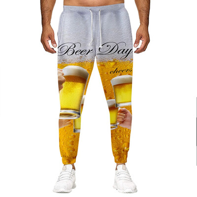 

Gobestart Mens Casual Loose Long Pants Beer Festival New Style 3D Printing Trousers
