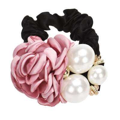 

〖Follure〗Pearls Beads Rose Flower Hair Band Rope Scrunchie Ponytail Holder GN