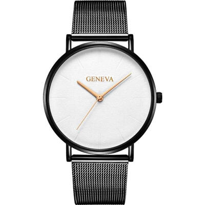 

Hot Fashion Mens Luxury Watch Stainless Steel Analog Quartz Mesh Band Wristwatch Male Minimalist Black Watches White Clock