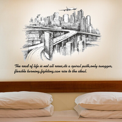 

〖Follure〗City Sketch Silhouette Background Wall Decoration Removable Wall Stickers