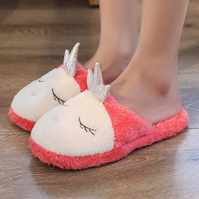 

Rose Indoor House Slipper Soft Plush Cotton Cute Shoe Non-Slip Home Furry Women Shoes