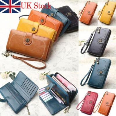

Womens Leather Wallet Long Zipper Purse Card Phone Holder Case Clutch Handbag UK