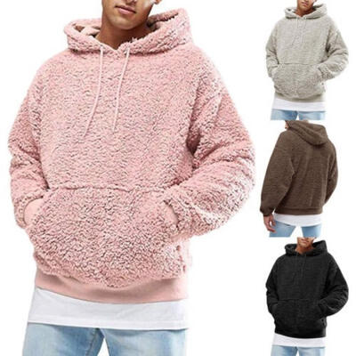 

Mens Pullover Hoodie Fluffy Fleece Shirts Hooded Tee Sweatshirt Casual