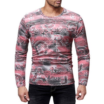 

Long Sleeves Letters Print Patchworks Slim Fit T-shirt