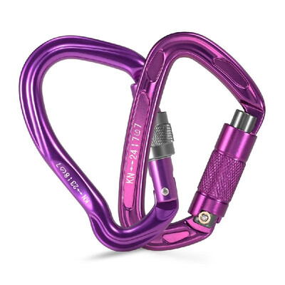 

23KN Twist Gate Carabiner 24KN Auto Locking Carabiner Screw Gate D Shape Buckle Pack Rappelling Hammock Locking Clip D-ring