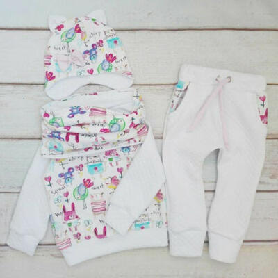 

US Baby Girl Newborn Kids 3PCS2PCS Graffiti Outfit Clothes Sweatshirt Pants