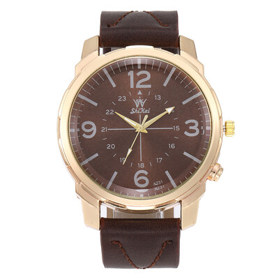 

Gobestart Luxury Men Watch Business Large Dial Watch Fashion Quartz Leather Belt Watch