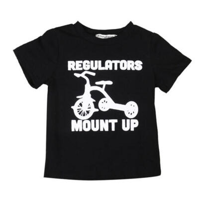 

Cartoon Top Kids Boys Girls Childrens Short Sleeve Black T-shirt Clothes Outfits