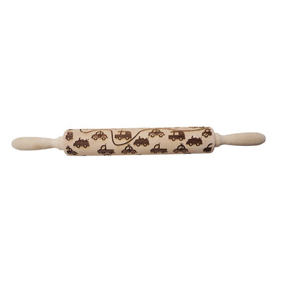 

Toponeto Christmas Rolling Pin Engraved Carved Wood Embossed Rolling Pin Kitchen Tool