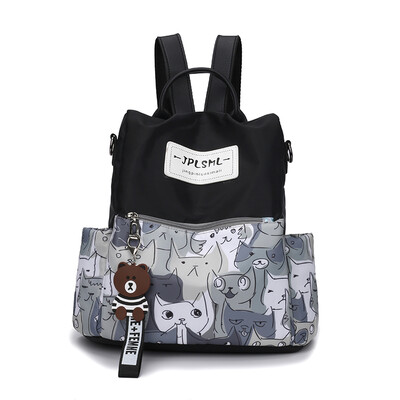 

Womens shoulder backpack Korean fashion printed shoulder bag waterproof Oxford cloth Portable Travel Backpack