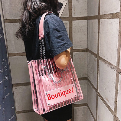 

Ins super fire pack female 2019 new Korean version of the girl beach bag jelly transparent package large capacity shoulder bag