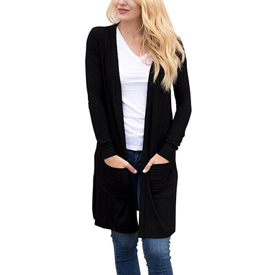 

Roseonmyhand Womens Long Sleeve Open Front Loose Pocket Causal Lightweight Kimono Cardigan