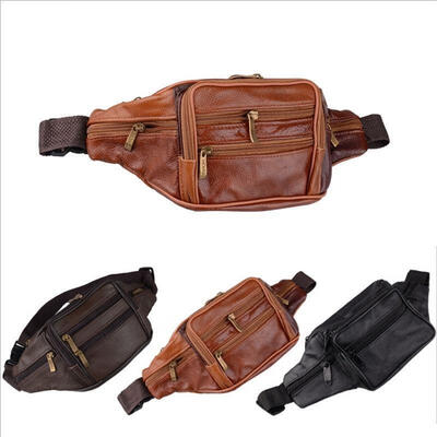 

Men Oil Wax Retro Leather Bumbag Travel Outdoor Belt Fanny Pack Waist Bag Purse