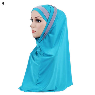 

Fashion Double Color Splicing Women Scarf Muslim Hijab Head Wrap Headscarf