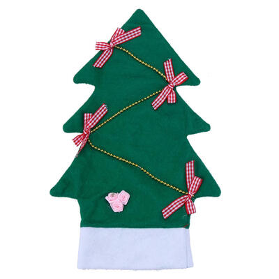

Christmas Tree Shape Wine Bottle Cover Home Party Decoration with Mini Bow