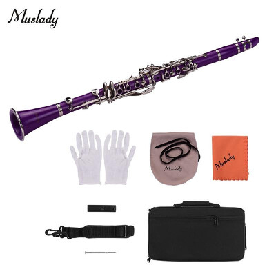 

Muslady ABS 17-Key Clarinet Bb Flat with Carry Case Gloves Cleaning Cloth Mini Screwdriver Reed Case 10pcs Reeds Woodwind Instrume