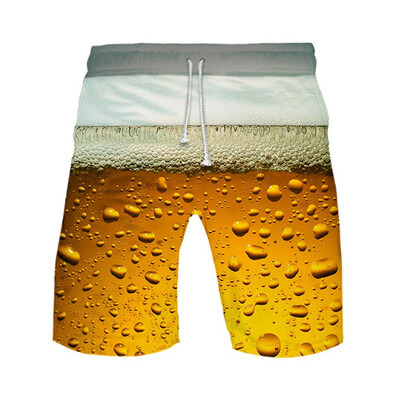 Gobestart Mens Casual Loose Shorts Beer Festival New Style 3D Printing Trousers