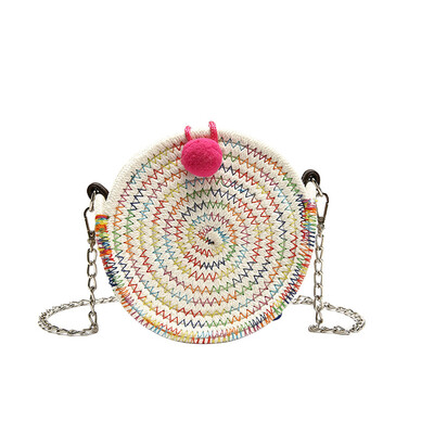 

Tailored Woman 2019 New Fashion Woven Bag Shoulder Portable Messenger Bag Small Round Bag