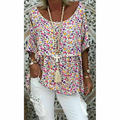 

Womens Loose Boho T Shirt Tee Blouse Ladies Summer Baggy Pullover Tops Plus Size
