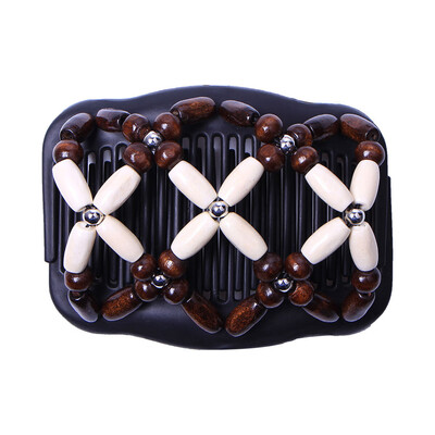 

〖Follure〗Women Magic Acrylic Vintage Hair Comb Double Clips Imitation Wooden Hair Slide