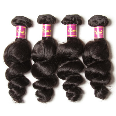 

UNice Hair 8A Malaysian Loose Wave Virgin Human Hair Weaves 4 Bundles