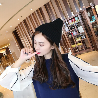 

Ms Peipei Hat New Winter&Autumn Hundred Stripes Wool Cap Korean Outdoor Thermal Knitted Cap Cover