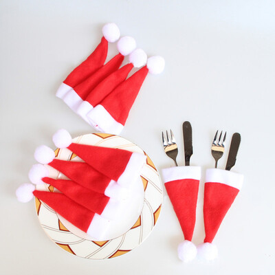 

Christmas Hat Style Tableware Bag Holder Fork Spoon Pocket Dinner Cutlery Pouch