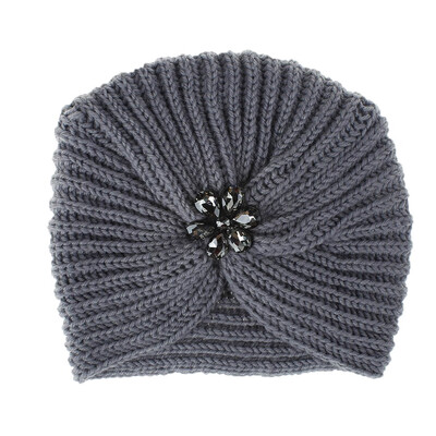 

Tailored Women Girls Keep Warm Winter Crystal Flower Knitted Hat Wool Hemming Hat Ski Hat
