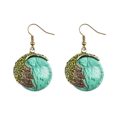 

Jewelry Handmade Retro Bohemian Style Opal Phoenix Peacock Crystal Earrings Accessories