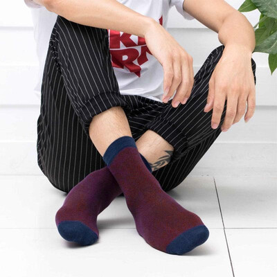 

Autumn Winter Men Striped Warm Socks Middle Length Casual Business Cotton Hosiery Socks
