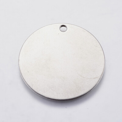 

304 Stainless Steel Pendants Flat Round Stainless Steel Color 30x1mm Hole 2mm