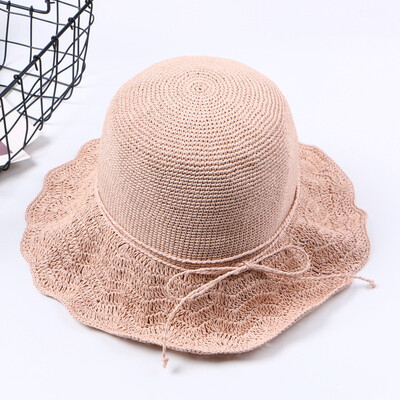 

New ladies outdoor outing bow sun hat vacation hollow sun hat hundred set summer straw hat wholesale