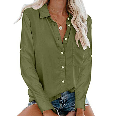 

Starmoon Fashion Womens Long Sleeve Pocket Button Tee Casual Popular Blouse TopsS