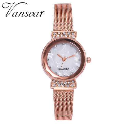 

Vansvar Quartz Wristwatches Reloj Casual Clock Stainless Steel Thin Hours Watch Fashion Luxury Ladies Woman Watches 533