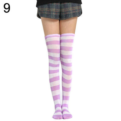 

Autumn Winter Women Striped Thigh High Elastic Warm Over the Knee Long Socks