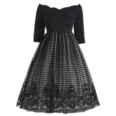 

Vintage Lace Insert Overlay Dress