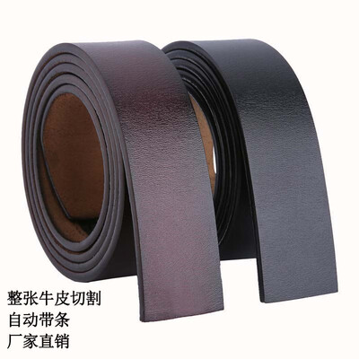 

Mens leather automatic buckle belt with no head No buckle automatic belt business belt without head customization