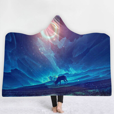 

Toponeto Cosmic Planet Series Plush Hooded Blanket Lichens Hooded Blanket 150x200cm