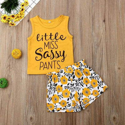 

Summer Toddler Baby Girl Sleeveless Top Vest Casual Shorts Pants Outfits Set 1-5Y