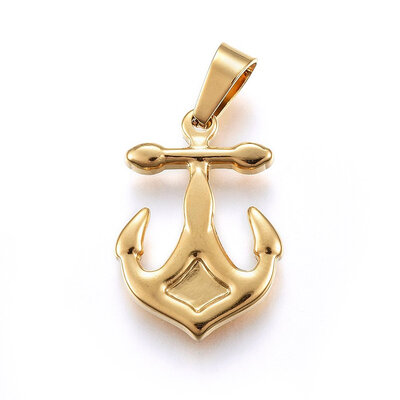 

304 Stainless Steel Pendants Anchor Golden 23x16x3mm Hole 7x4mm