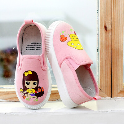 

Children Infant Kids Girls Boys Canvas Cartoon Print Flat Lazy Casual Shoes